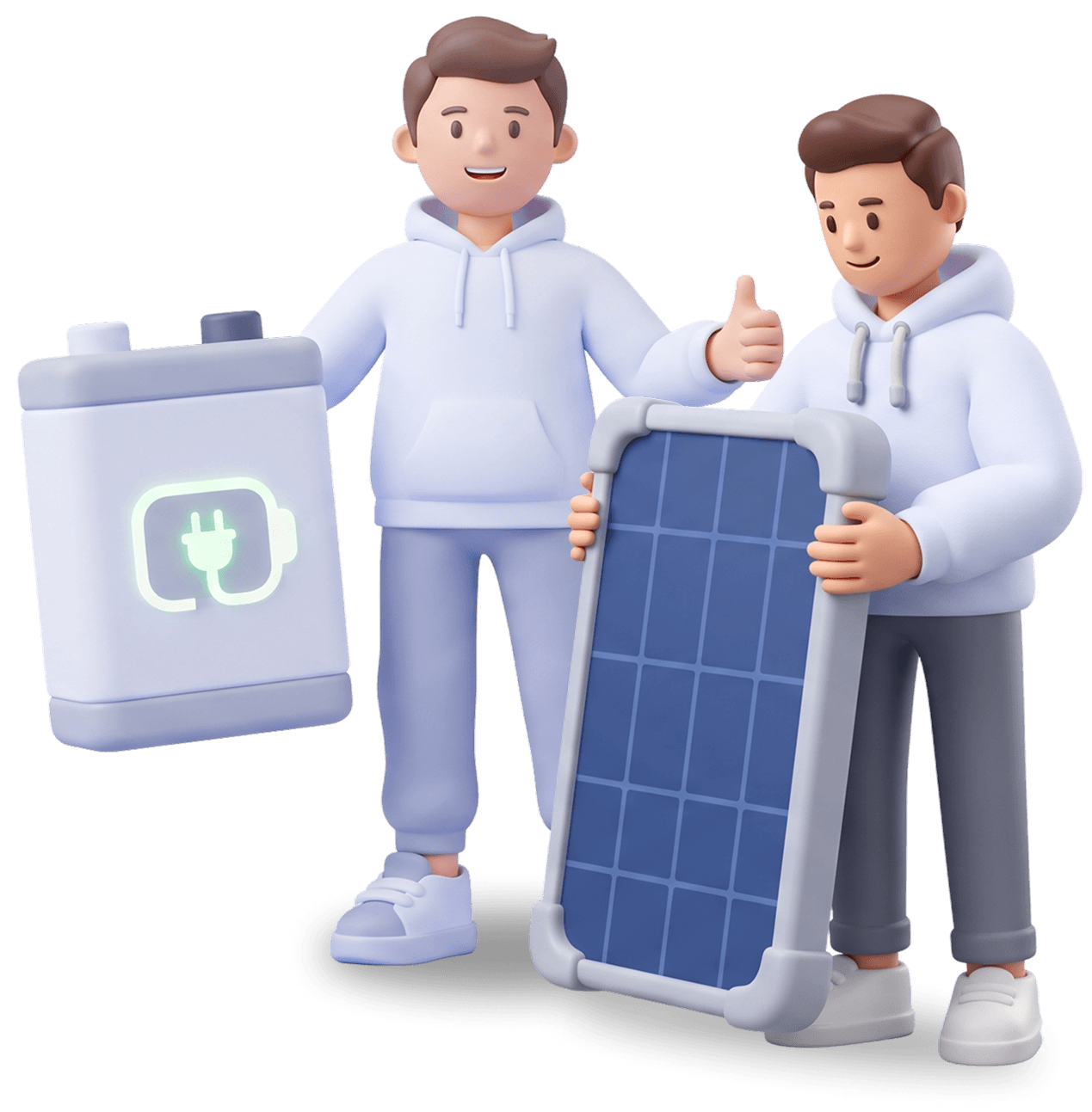 Instalatorzy z panelem fotowoltaicznym i domowym magazynem energii